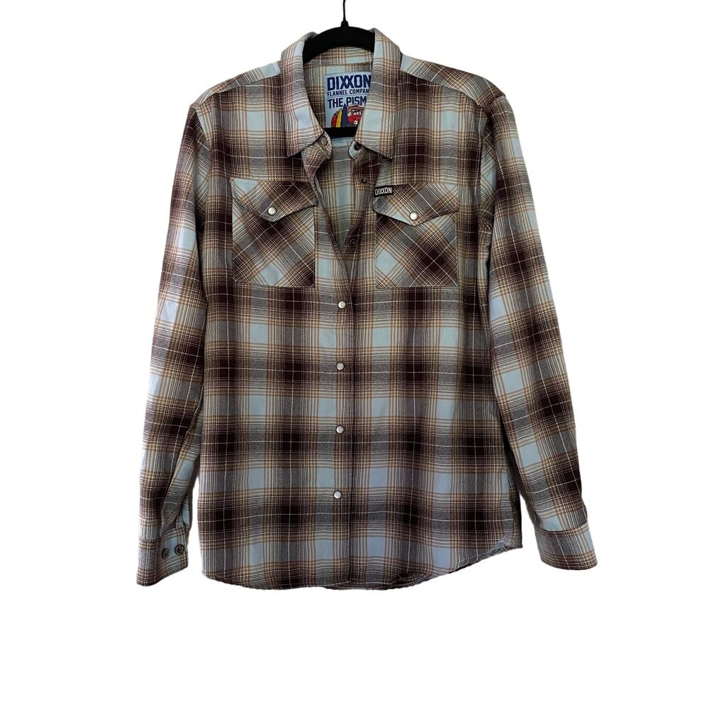 DIXXON The Pismo Button Up Flannel in Brown and blue sz Large